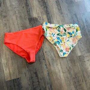 Sea Level & ArteSands High Waisted Swim Bottoms Bundle Coral Floral |  Size 8